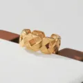 Gold Stainless Steel Woven Ring Elegant Chic Open Geometric Stackable Finger Jewelry - Woven Texture Style (14)