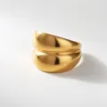 Golden stainless steel double layer chunky ring stylish minimalist geometric jewelry accessory - Double Layer Wide Style(16)
