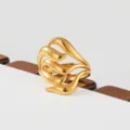 Gold stainless steel abstract flame design ring, stylish open cuff stacking fashion jewelry piece. - Deconstructed Streamlined Style(19)