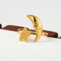 Gold Stainless Steel Star and Moon Open Ring Variant Fashion Jewelry for Women Daily Wear - Star and Moon 3D Style(22)