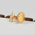Gold stainless steel starfish seashell ring statement stackable coastal jewelry accessory - Starfish Shell Style(23)