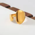 Gold Stainless Steel Organic Shape Chunky Ring Minimalist Geometric Statement Ring Variant - Organic Geometric Style(25)