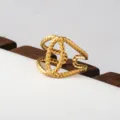 Gold stainless steel twisted rope open ring stylish trendy geometric stacked finger jewelry item - Rope Braided Style(31)