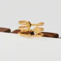 Gold stainless steel stacked ring with celestial sun moon star and beaded design for women. - Beaded Celestial Style(33)