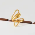 Gold stainless steel designer ring with unique flowing multi-layer aesthetic style for daily wear. - Streamlined Multi-Layer Style(35)