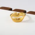 Gold stainless steel lip shape open ring, stylish minimalist fashion stackable finger jewelry accessory - Lip Shape Style(39)