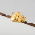Gold Stainless Steel Wavy Ring Versatile Stackable Fashion Jewelry Accessory Variant - Wavy Geometric Style(80)