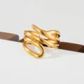 Gold stainless steel multi layer geometric open ring minimalist fashion finger jewelry accessory - Multi-Layer Intersecting Streamlined Style(84)