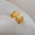 Gold stainless steel multi-layer open ring for couples adjustable fashion jewelry - Multi-layer Open Ring / Gold