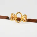 Gold stainless steel geometric interlocking ring stylish stackable fashion hand jewelry accessory - Geometric Hollow Interlinked Style(86)