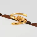 Gold Stainless Steel Multi Strand Wrap Ring Minimalist Geometric Stackable Finger Jewelry - Multi-Loop Crossing Style(102)
