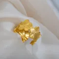 Adjustable stainless steel ring featuring a vintage gold flower design for daily wear. - 3D Floral Open Ring / Gold