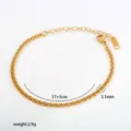 Gold tone stainless steel curb chain bracelet with 17+5cm extension, 3.1mm width, 2.9g. - Style C-1-54