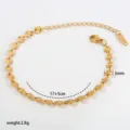 Gold color stainless steel sunburst coin charm bracelet with extension chain 17+5cm - Style C-1-61