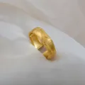 Gold stainless steel bamboo joint ring, retro open adjustable couple ring variant style. - Bamboo Segmented Vintage Ring / Gold
