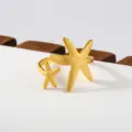 Golden stainless steel double starfish open ring, exquisite daily fashion stacking jewelry. - Double Starfish Style (152)