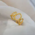 Adjustable stainless steel ring, retro geometric open finger ring, elegant gold jewelry for couples. - Geometric Interlocking Circles Ring / Gold