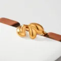 Gold stainless steel organic multi-lobe statement ring fashion stacking jewelry style. - Multi-Petal Organic Style(154)