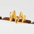 Gold irregular wavy stainless steel ring, trendy open cuff finger jewelry accessory. - Wavy Streamlined Style(181)