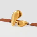 Gold stainless steel teardrop ring, organic design statement jewelry accessory for women. - Irregular Teardrop Style(189)