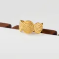 Gold stainless steel stackable statement ring chic designer fashion hand jewelry accessory - Geometric Swirl Style(198)