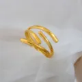 Adjustable multi-strand wrap stainless steel ring, gold finish, open couple design. - Multi-Circle Wrapped Open Ring / Gold