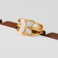 Stainless steel gold ring four leaf clover white flower multi-layer stackable jewelry fashion - Four-Leaf Clover Style(264)