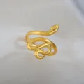 Gold stainless steel snake ring adjustable open finger jewelry for men and women gift - Snake Shape Adjustable Ring / Gold