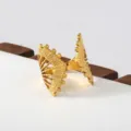 Gold stainless steel statement ring with intricate beaded texture, versatile stackable jewelry. - Wide Beaded Carved Style(373)