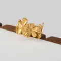 Gold flower stainless steel stackable ring, elegant multi-flower design fashion jewelry. - Connected Heart Petal Style(375)