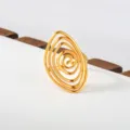 Gold stainless steel swirl ring, versatile geometric stacking fashion jewelry accessory. - Spiral Teardrop Hollow Style(376)