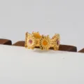 Gold stainless steel daisy flower ring with colorful gemstone centers fashion jewelry - Colorful Gemstone Daisy Style(400)