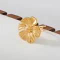 Elegant gold flower ring, stylish stainless steel stackable floral ring for women. - 5-Petal 3D Floral Style(520)