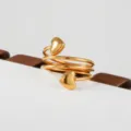 Stainless steel gold ring with multi-wrap spiral design and cute heart ends, stackable. - Multi-Layer Wrapped Heart Style(528)