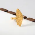 Golden ginkgo leaf ring stainless steel adjustable fashion jewelry for women daily wear - Ginkgo Leaf Open Style(582)