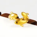 Gold stainless steel multi-fish design stackable ring, versatile fashion statement jewelry. - Triple Dolphin 3D Style(586)