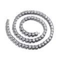 Collana tennis da uomo hip hop in argento con singola fila di zirconi cubici scintillanti. - 18 Pollici (45cm Lunghezza) / Argento (Larghezza 3mm)