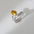 Two-tone stainless steel open ring, modern minimalist gold and silver finger jewelry accessory - Teardrop Decor Style