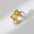 Two-color stainless steel butterfly open ring, stylish hip-hop index finger ring jewelry. - Butterfly Design