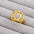 Anillo dorado elegante con doble círculo entrelazado, joyería de dedo abierta elegante. - Estilo Anillo Retorcido Doble Entrelazado Cobre Chapado Oro