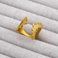 Anillo abierto chapado en oro con diseño de flor de abanico exagerado, joya de moda europea. - Estilo Gran Flor En Abanico Cobre Chapado Oro
