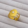 Anillo Abierto con Perla y Flor Chapado en Oro 18K Estilo Europeo Joyería Elegante - Estilo Abierto Multicapa Perla Artificial Gran Flor