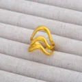 Anillo de onda multicapa de oro joya accesorio elegante chapado en cobre estilo chic - Anillo de Oro con Líneas de Ondas Multicapa (515)