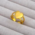 Anillo abierto de corazon dorado joya minimalista de capas multiples moda mujer - Anillo Abierto de Corazón de Oro con Banda Multicapa (522)