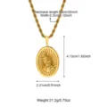 Dettagli della collana con ciondolo in acciaio inossidabile dorato, specifiche e dimensioni. - Stile Mani in Preghiera (N06131G)