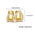 Dettaglio grillz hip hop oro con dimensioni 1.76x1.1cm e design vuoto stella in zircone. - Stile Doppia Stella a U (S00193G) / Oro (Doppia Stella a U)