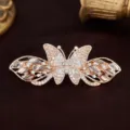 Rhinestone butterfly hair clip, rose gold alloy spring barrette for cute hairstyles. - Butterfly Yellow