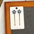 Blue rhinestone flower bobby pin hair clip elegant bridal hair accessory for women styling. - Flower Blue