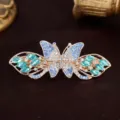 Sparkling Blue Rhinestone Butterfly Hair Clip Metal Barrette Spring Hair Accessory - Butterfly Blue