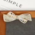 Elegant rhinestone bow hair clip large spring hairpin sparkling crystal hair accessory for women - Square Bow